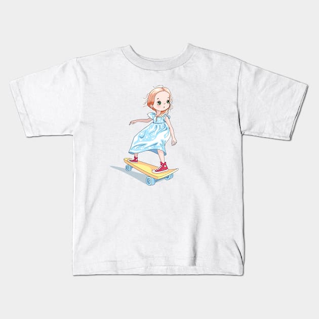 Copy of Cute girl with soft toy rabbit Kids T-Shirt by kavalenkava